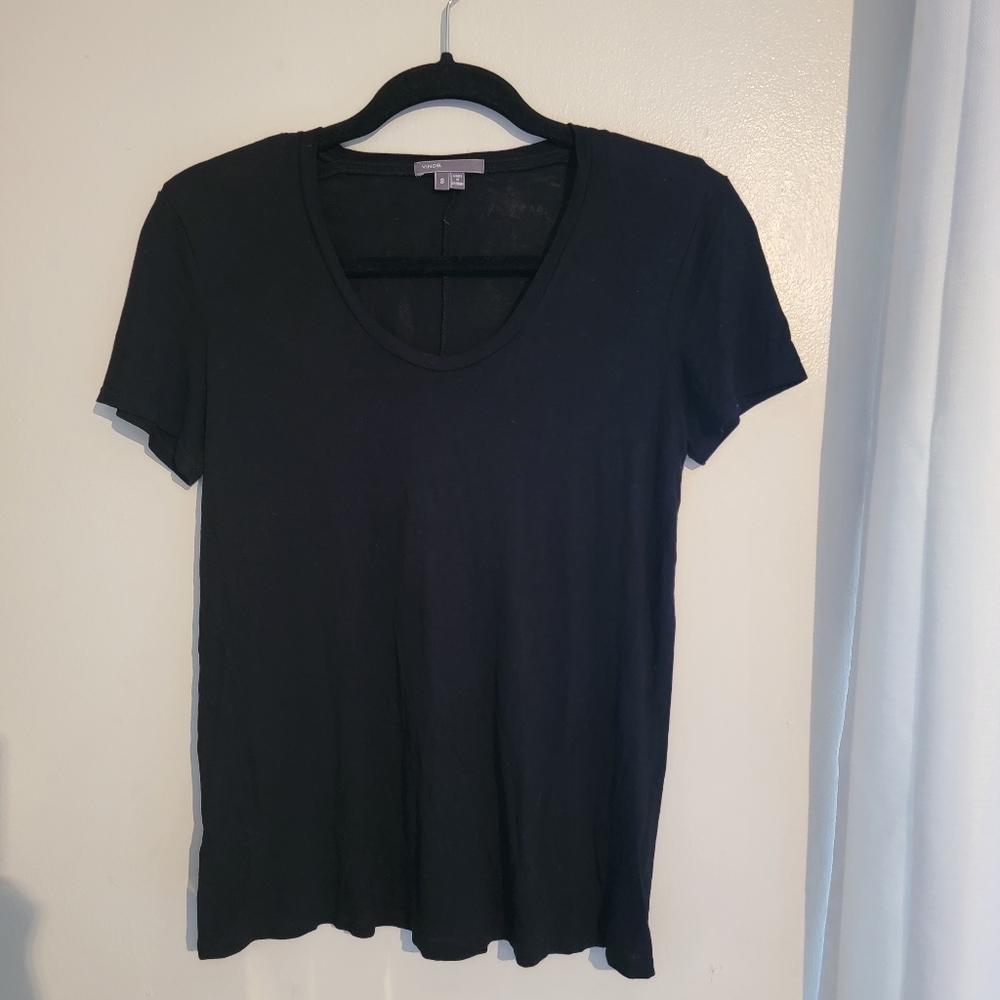Vince Black Round Neck T Shirt